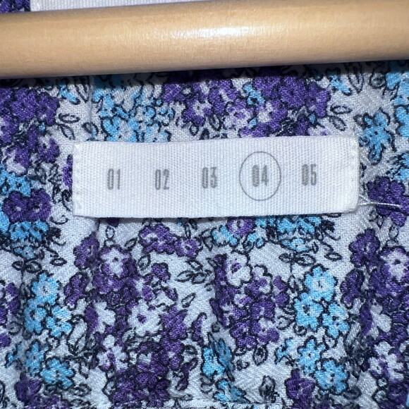 Anthropologie Grayson The Hero Size 4 Large Floral Blue Purple Button Up - Picture 10 of 10
